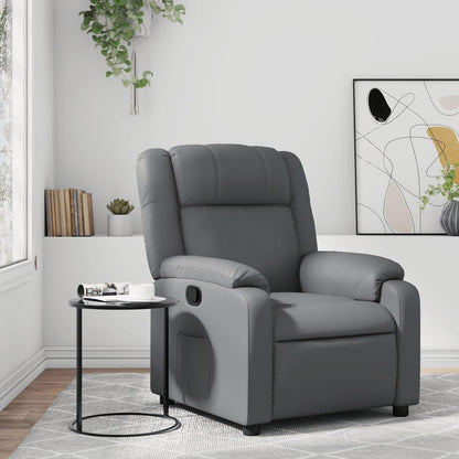 Verstelbare Fauteuil – Relaxstoel – Ligstoel – Fauteuil – Tv Stoel – Kunstleer – Grijs – Verstelbare Rugleuning – Zijvak