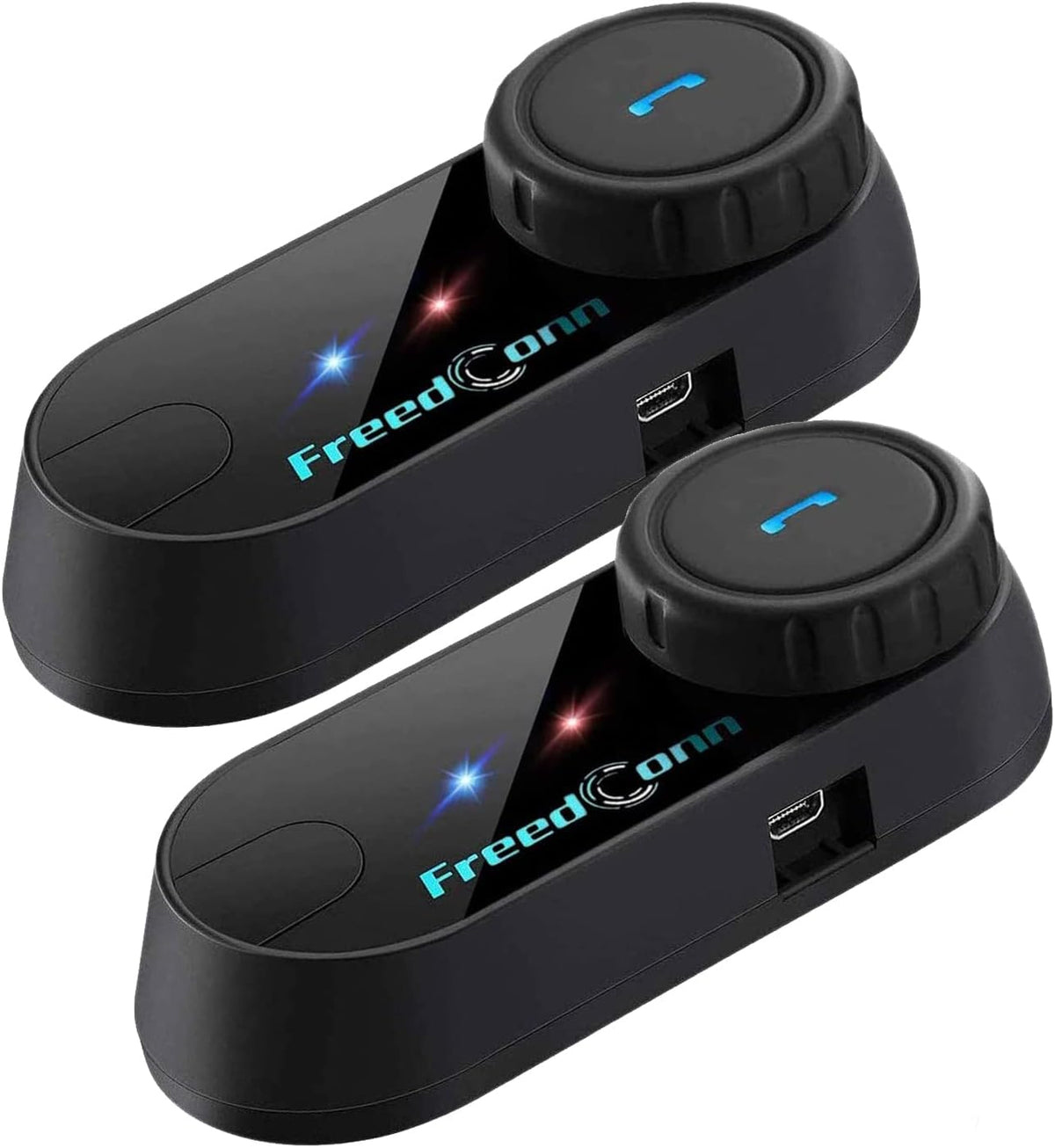 FreedConn T-COM VB Bluetooth headset, helm intercom, communicatiesysteem voor motorfietsen, GPS, FM-radio, handsfree, bereik 800 m, 2-3Riders Pairing dubbelpak