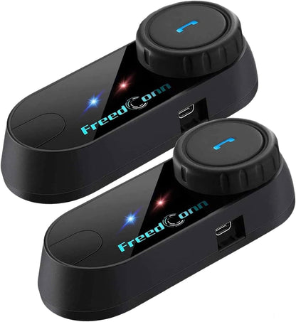 FreedConn T-COM VB Bluetooth headset, helm intercom, communicatiesysteem voor motorfietsen, GPS, FM-radio, handsfree, bereik 800 m, 2-3Riders Pairing dubbelpak