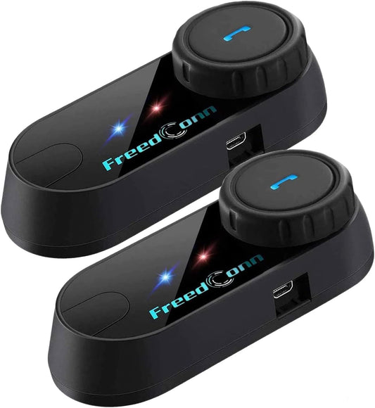 FreedConn T-COM VB Bluetooth headset, helm intercom, communicatiesysteem voor motorfietsen, GPS, FM-radio, handsfree, bereik 800 m, 2-3Riders Pairing dubbelpak