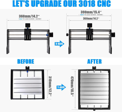 Daedalus 3018 CNC Upgrade Kit, voor X-Axis Upgrade & Y-Axis Extension met Werkblad