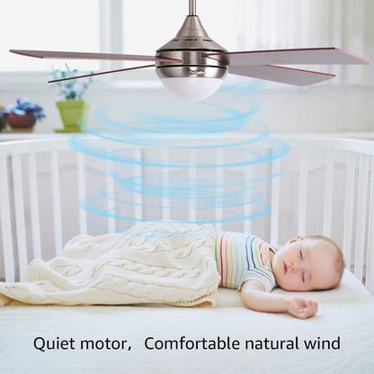 Ovlaim Plafondventilator, 122 cm, met dimbare ledverlichting en afstandsbediening, lamp met bruine ventilator, 6 windsnelheden, DC-motor, ultralicht, voor slaapkamer, terras