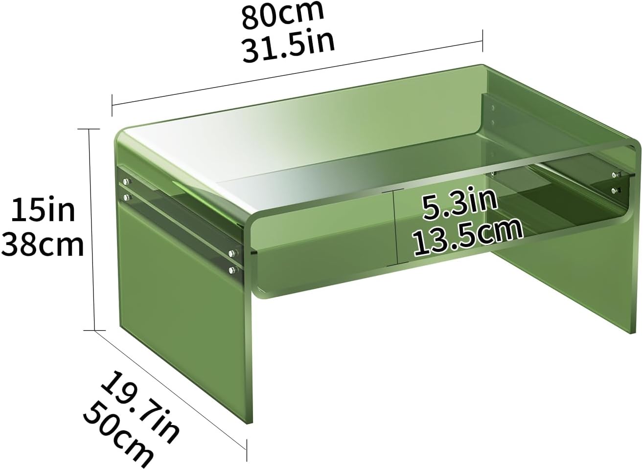 Acryl Salontafel, Transparant Helder Acryl Tafel (Groen, 50 cm)