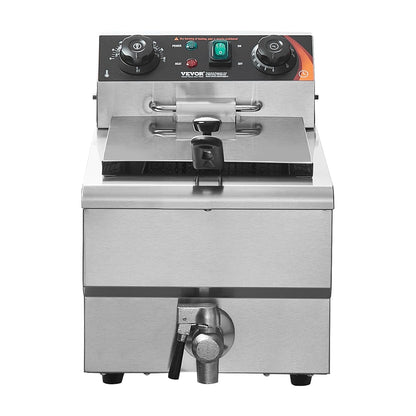 VEVOR Professionele elektrische friteuse 3000 W met mand, Single Oil friteuse van roestvrij staal 11 l met tijd- en temperatuurcontrole, oververhittingsbeveiliging, gebruik in keuken, restaurant