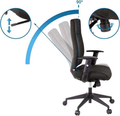 HJH OFFICE 608500 professionele bureaudraaistoel PRO-TEC 300 stof zwart bureaustoel ergonomisch, hoge rugleuning, verstelbare armleuning