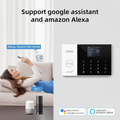 XNY 4G en WiFi draadloos alarmsysteem voor thuis, 16-delige set DIY inbraakalarmsysteem voor huisbeveiliging met app-bediening, deur-raamsensor, bewegingsdetector, werkt met Google Assistant en Alexa
