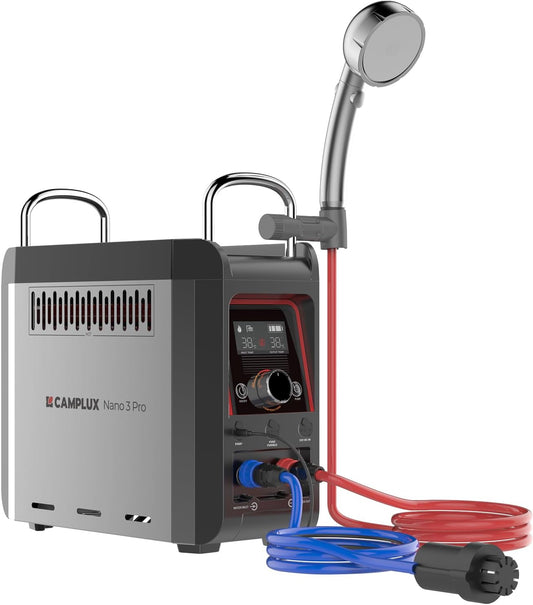 CAMPLUX Gas Boiler 3 Liter Draagbare met Waterpomp Nano 3 Pro-DE, LPG, 50mbar, voor Buitendouche, Camping, Campers, Nano Series
