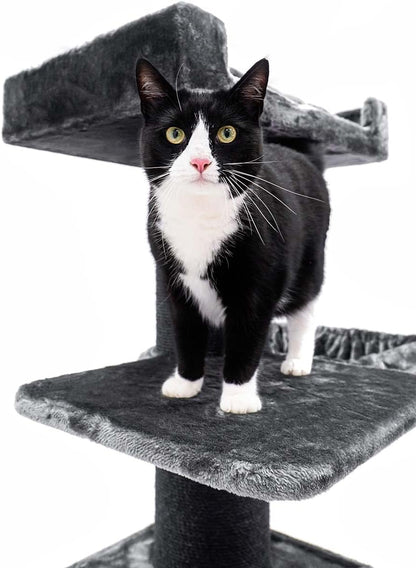 Kattenkrabpaal – Krabpaal Kat – Klimpaal Kat – Kattenboom – Krabmeubel – Zwart – 179 cm Hoog – Extra Stabiele Basis