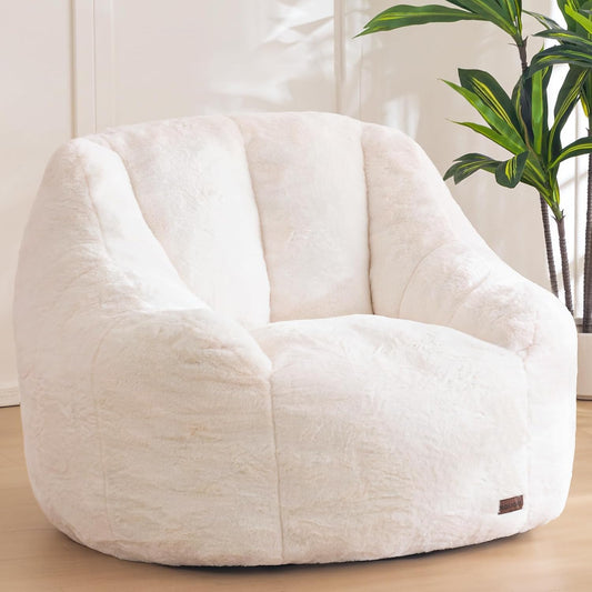 MAXYOYO Puff voor volwassenen en kinderen – Zachte imitatiebontstof, Solo Puff met vulling, Moderne bank, Ergonomisch en comfortabel, Fauteuil voor woonkamer en slaapkamer