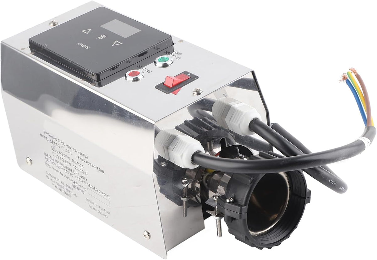 2KW Zwembadverwarmer Digitale Thermostaat voor Zwembad SPA, Roestvrij Staal, Eenvoudige Installatie, 2255 ℃ (Amerikaanse stijl)