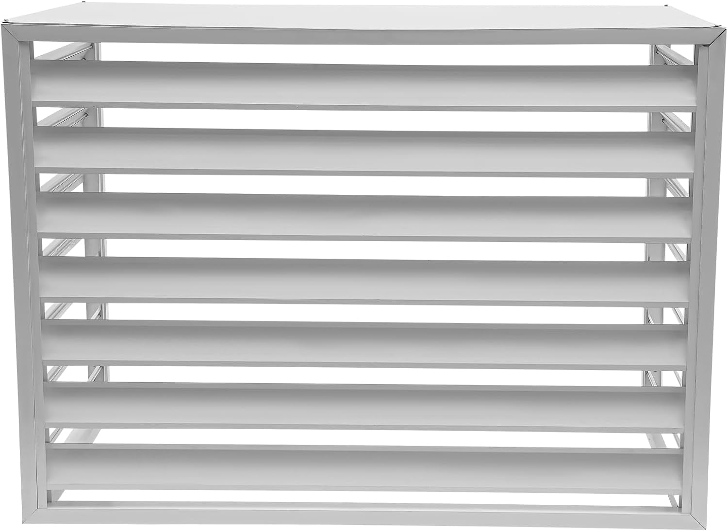 Air Conditioning Cover, Aluminium, Weatherproof, AC Outdoor Unit, Cover with Ventilation Slats, Freestanding Protection Fence for Garden, Balcony and Patio, 110 x 60 x 80 cm (White) - QUORE