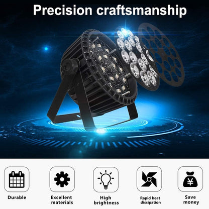 SHEHDS Led-schijnwerper, 18 x 18 W led podiumlicht RGBWA + UV 6-in-1, DMX-besturing met geluidsbediening, DJ-lichteffect, discolicht, partylicht voor podium, disco, DJ, licht, show-evenementen