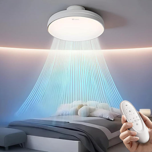 GONEO Bladloze stille plafondventilator met licht en afstandsbediening, ventilator, led-plafondlamp met 60 W, dimbaar, 6 snelheden, DC 3 kleurtemperaturen, timer Ra≥ 97, geheugen voor slaapkamer