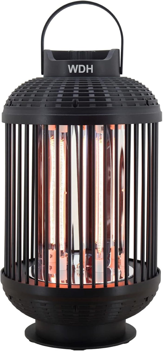 Verwarmingslantaarn – Straalkachel – Terrasverwarmer – Buitenheater – Balkonverwarmer – 2 Warmtestanden 600/1.200W – 180° Draaibare Kop