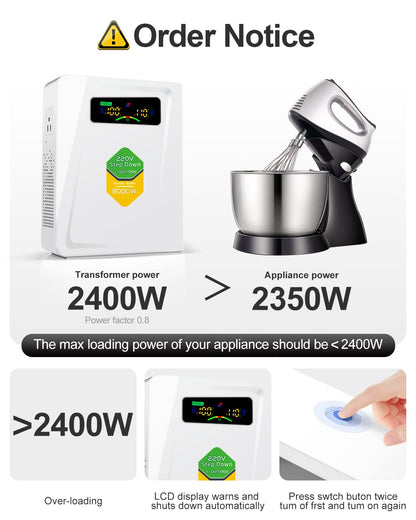 ZHENGXI ELECTRIC 3000W spanningsomvormer 230v naar 110V, Step Down Transformer Voltage Converter 220V to 110V