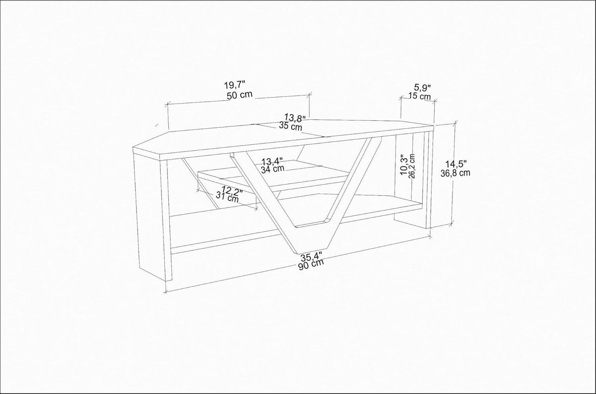 Hanah Home Stijlvolle tv-standaard, walnoot & zwart, 90 x 35 x 36,8 cm, 100% melamine gecoat verdeelbord, 18 mm dik, modern design voor woonkamer en entertainmentruimtes