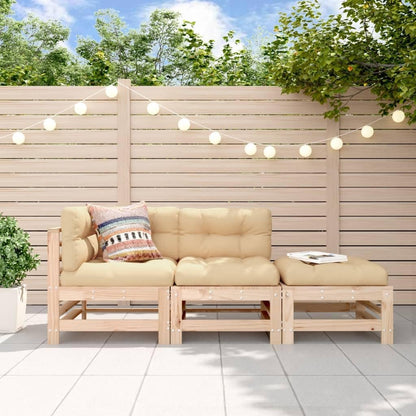 vidaXL 3-piece Lounge set with cushions solid wood - QUORE