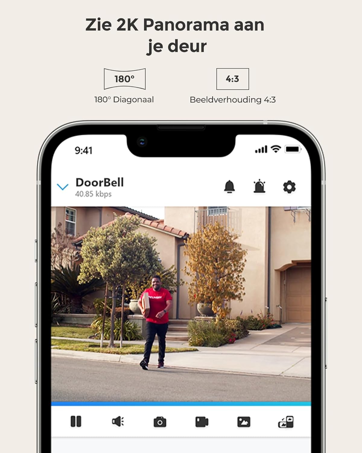 Deurbel Camera - Beveiligingscamera - Camerabewaking - Draadloos - met 2K - Super HD Video - 180° Diagonaal Beeld - Tweerichtingsaudio - Persoonsdetectie - Waterdicht - Waarschuwingen - Werkt met Alexa -  Wit