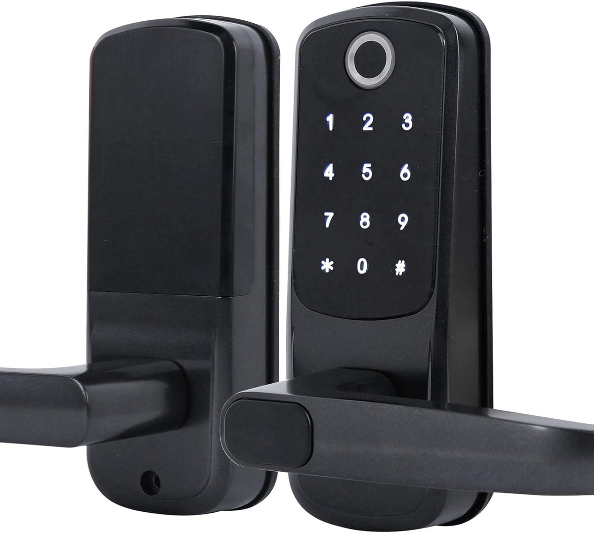 Slim deurslot, vingerafdruk wachtwoord deurslot wifi elektronisch touchscreen slot met handvat, 5 manieren om te ontgrendelen, ondersteuning voor spraakbesturing