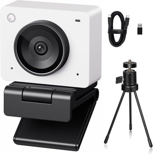 OBSBOT Maak kennis met 2 Ultra HD 4K-streamingwebcam, 1080p bij 60 FPS, videoconferentiecamera met AI automatische beelduitsparing, USB-C, dubbele ruisonderdrukkende microfoons, werkt met Microsoft