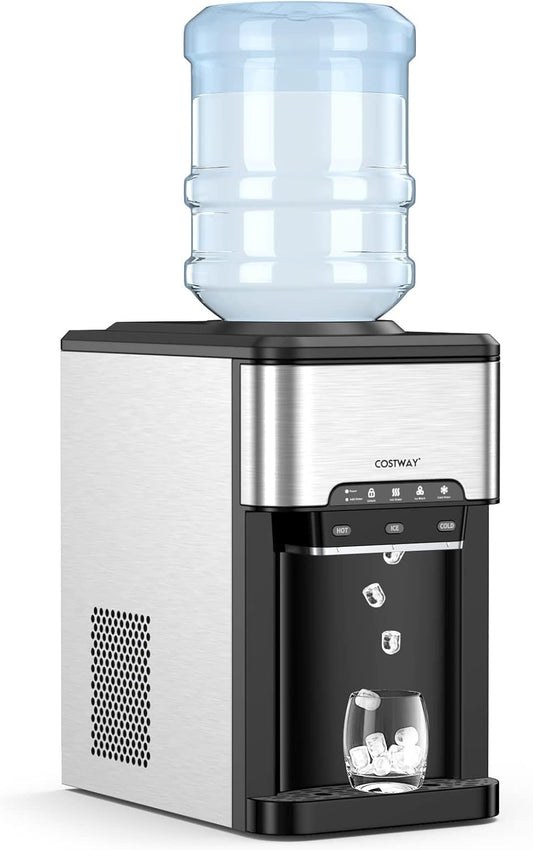 3-in-1 Waterdispenser – Ijsmachine – IJsblokjesmaker – Warmwaterdispenser – Koudwaterdispenser – Snel IJs in 10 Minuten – 3 Liter Waterreservoir