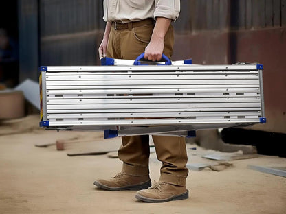 Werkplatform 100 x 30 cm, 2-traps werkplatform inklapbaar met antislip rubberen mat, alle poten in hoogte verstelbaar van 65 tot 90 cm, draagkracht 150 kg