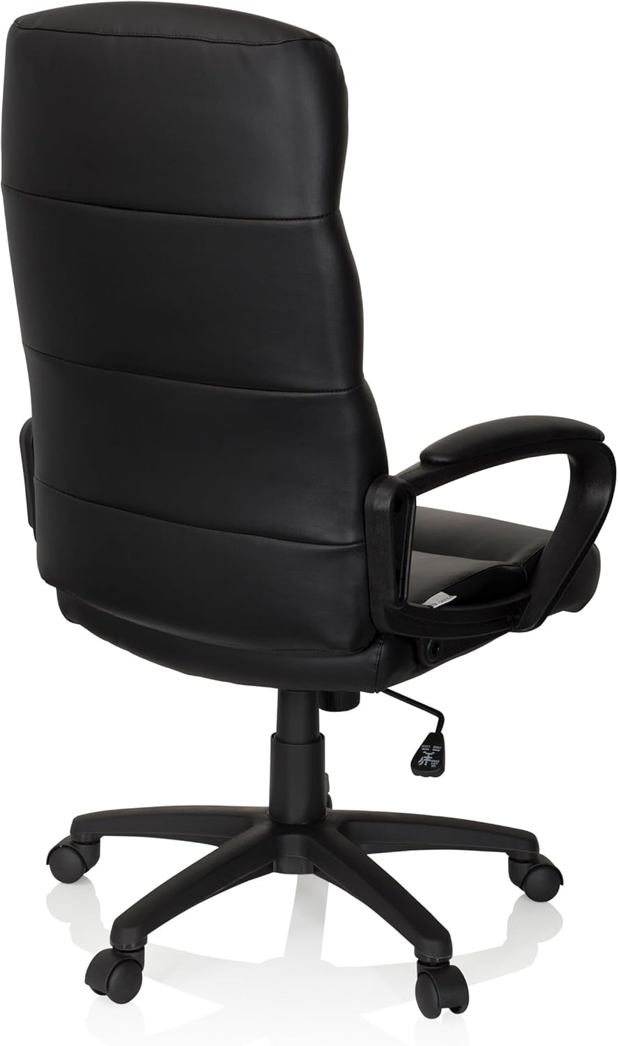 hjh OFFICE Futura 100 738113 directiestoel van kunstleer, zwart, draaistoel met wielen en kantelfunctie, in hoogte verstelbaar