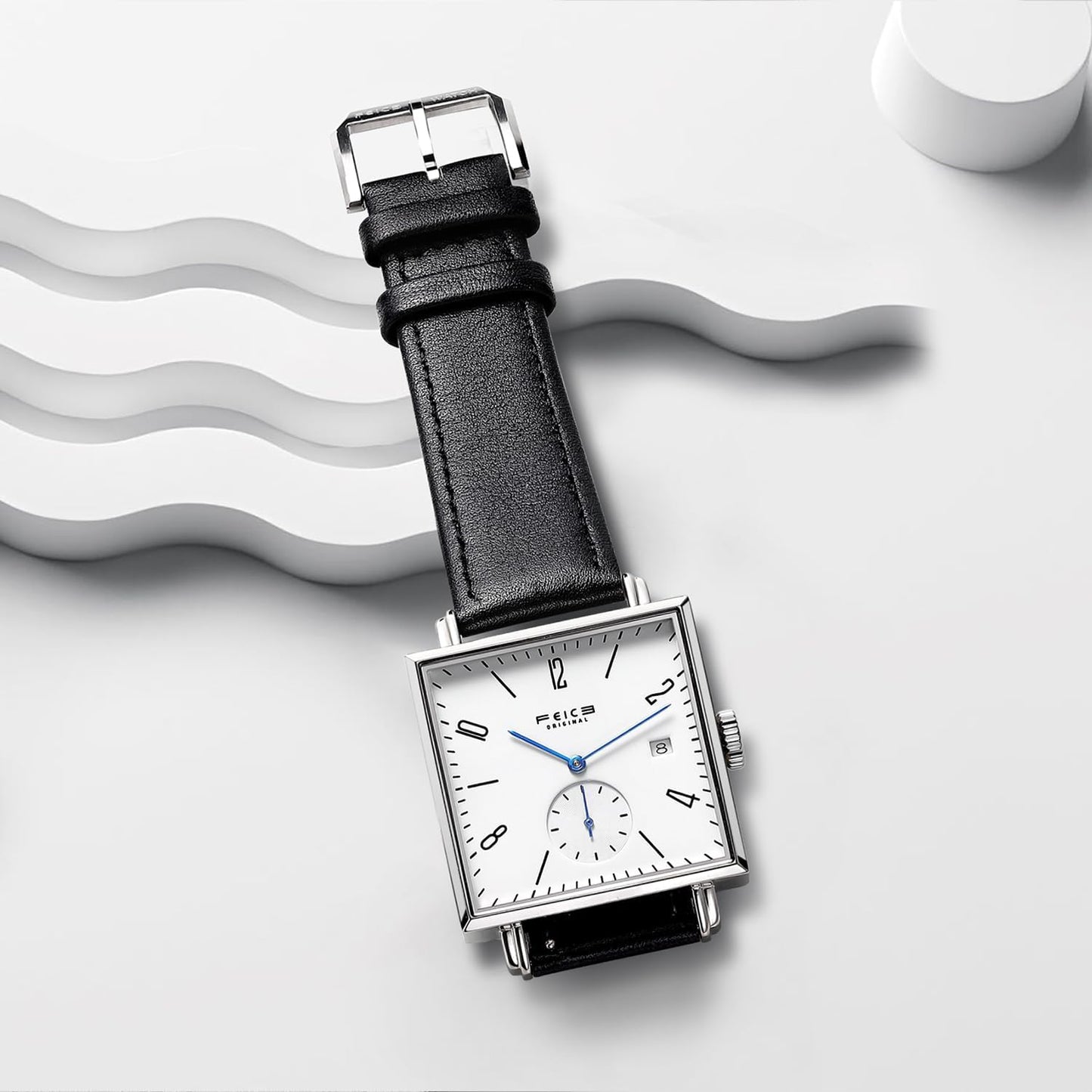FEICE Unisex Square Watch Men's Bauhaus Automatic Watch Mechanical Watches Analog Wristwatch -Sapphire Mirror -34mm Case -FM301