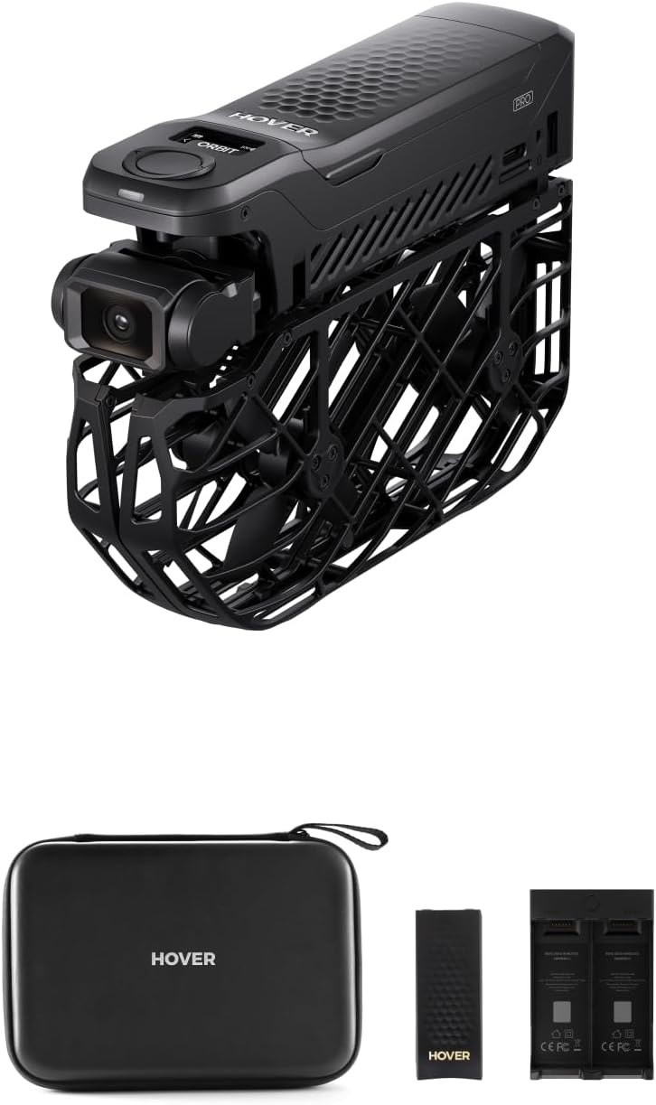 HOVERAir X1 PRO Action Cam 4K, drone met camera met meer dan 10 volledige automatische vluchtmodi, 42 km/u volgssnelheid, Vlieg overal met OmniTerrain, achterste botsingsdetectie (Basiscombo)