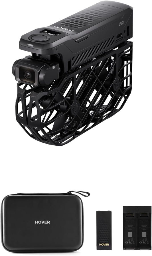 HOVERAir X1 PRO Action Cam 4K, drone met camera met meer dan 10 volledige automatische vluchtmodi, 42 km/u volgssnelheid, Vlieg overal met OmniTerrain, achterste botsingsdetectie (Basiscombo)