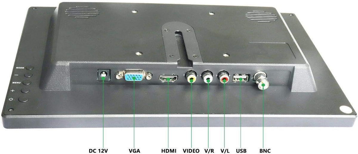 CCTV-monitor, 12 inch, lcd IPS, 1920 * 1080, audio video, display met USB/VGA/AV/BNC/HDMI-scherm, draaibaar, voor Raspberry Pi House bewakingscamera, pc, DVR, IP-camera