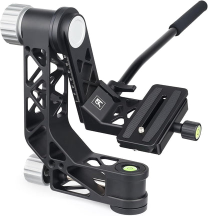 ARTCISE gimbal statiefkop met handvat, GH7 draagbare lichtgewicht heavy duty koppen met standaard 1/4 '' quick release plaat en bubbelniveau voor DLSR camera statief, max belasting 25kg