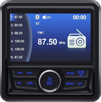 Geloo Marine Boot Stereo radio, waterdicht, MP5 multimediaspeler met 4,1 inch led-digitaal display, AM/FM-radio-ontvanger, universeel voor boten, jachten of golfwagens, ATV's