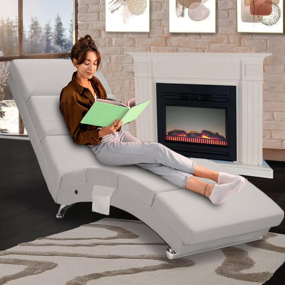 Lounge Relaxstoel – Fauteuil – Leunstoel – Zitstoel – Relaxfauteuil – Kunstleer Wit – Ergonomische Hoge Rugleuning – Dikke Comfortabele Bekleding 6 cm