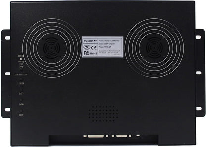 VSDISPLAY Draagbare industriële monitor, 12,1 inch 800x600 700nit TFT LCD-scherm en VGA DVI-poort, dubbele luidspreker, metalen behuizing en voeding