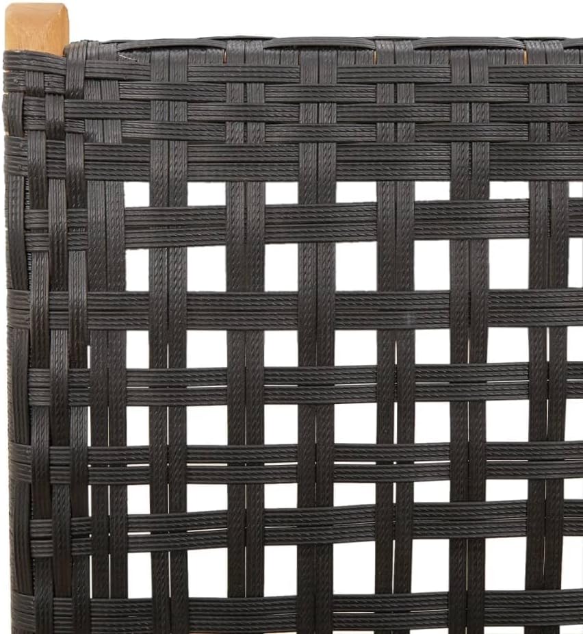 Tuinstoelen, kantelbaar, 6 stuks, PE-rotan, massief hout, zwart, outdoor stoelen met kantelfunctie en platte armleuningen, duurzame outdoor meubels - QUORE