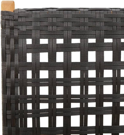 Tuinstoelen, kantelbaar, 6 stuks, PE-rotan, massief hout, zwart, outdoor stoelen met kantelfunctie en platte armleuningen, duurzame outdoor meubels - QUORE