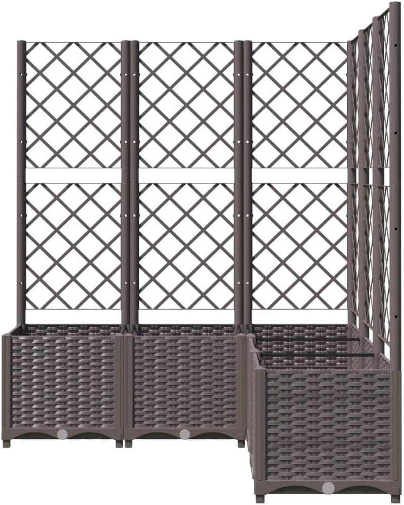 Gecheer Corner Planter with Trellis Polypropylene Brown 120 x 120 x 136 cm with Trellis - QUORE