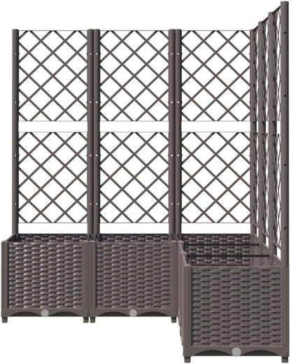 Gecheer Corner Planter with Trellis Polypropylene Brown 120 x 120 x 136 cm with Trellis - QUORE
