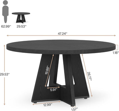 Lailang 120cm Eettafel, Ronde Eetkamertafel, Industrial Dining Table, Houten Eettafel, Dining Table for 4, Modern Eetkamertafel, 120 x 120 x 75 cm, Black