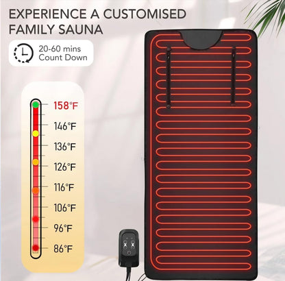 Infrarood saunadeken voor ontgifting, infrarood sauna voor thuis detox ontspanning, draagbare sauna infrarood deken met mouwen, 45-80 °C, 30-60 minuten timer (zwart)