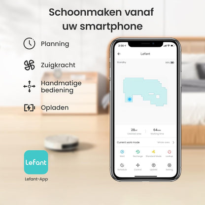 Lefant Dunne robotstofzuiger, 2200 Pa, stil, 55 dB, verbonden met wifi/Bluetooth/Alexa/app, 120 minuten batterijduur, zelfopladen, ideaal voor dierenharen op harde vloeren, M210P champagne