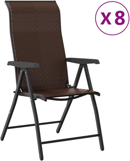 Folding Garden Chairs Set of 8 Brown Synthetic Rattan, Garden Chair, Outdoor Patio Chairs, Patio Chairs - 3270611 - QUORE