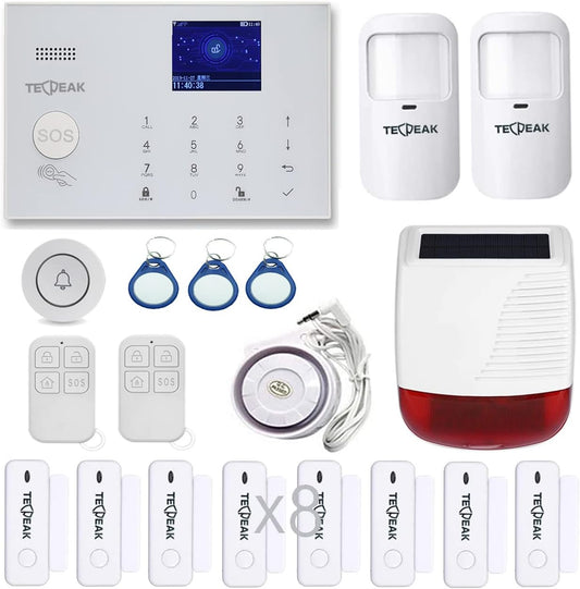 GSM/WLAN alarminstallaties, compleet systeem met bewakingscamera's, TECPEAK alarmsysteem huis, huisbeveiligingsset (KIT1)
