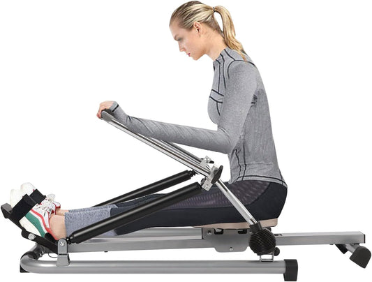 LCD Rowing Machine, Rowing Machine, Foldable Fitness Cardio, Up to 120 kg, Abdominal Trainer, Training Device, Hydraulic Cardio Exercises, Fully Movable, Soft Fit - QUORE