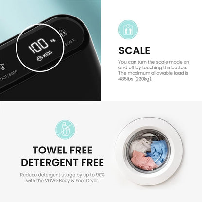 VOVO STYLEMENT BD-7700B Body & Foot Dryer, Made in Korea, Temperature & Wind Volume Controlled Dryer with Intuitive Display, Waterproof hygienic Scaffolding