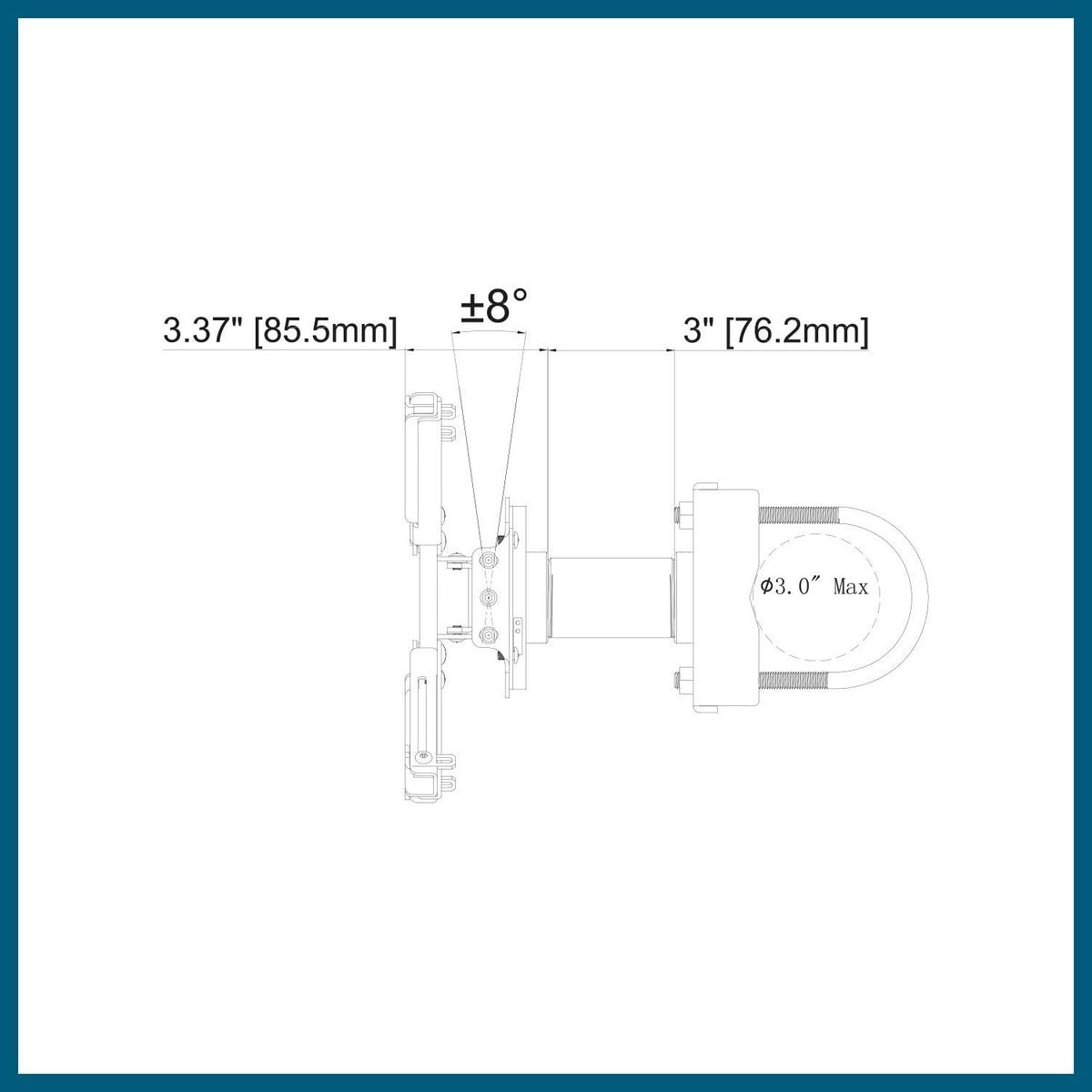Montageset voor projector – Projectorbeugel – Beamerbeugel – Plafondbeugel – Truss plafondadapter – Zwart – Geschikt voor trussplafonds tot 3 inch breed en 3,5 inch hoog – Inclusief 3 inch buis en 1,5 inch NPT compatibel