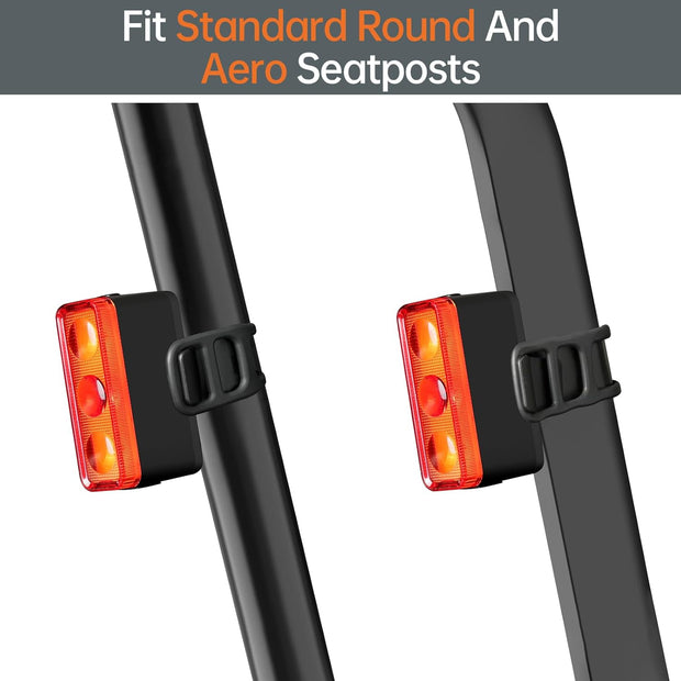 Fietslamp - Fietslicht - Fietsachterlicht - Krachtig Fietsachterlicht - Oplaadbaar - 500Lm - met Bewegingssensor - USB-C-Oplaadpoort - 3 Constante - 2 Knippermodi - Waterbestendig - Rood Licht - Zwart