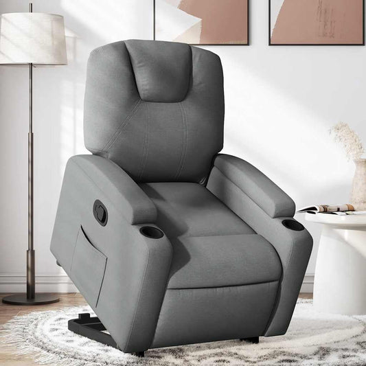 Relaxfauteuil – Sta-Op Stoel – Relaxstoel – Tv Fauteuil – Lounge Stoel – Elektrische Sta-op Hulp – Donkergrijze Polyesterstof