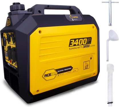 Aceup Energy 3400 W inverter-stroomgenerator, benzine, stroomgenerator, noodstroomaggregaat, 4-takt motor voor camping